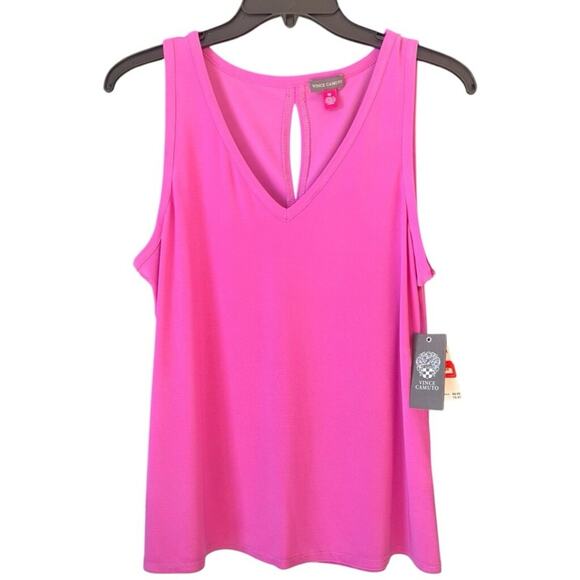 Vince Camuto Orchid Pink Split Back V-Neck Tank Top Blouse NWT M - Picture 2 of 5
